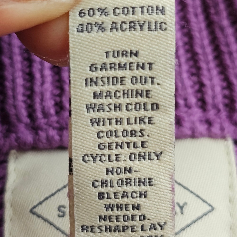 St. John's Bay Sweater Women 3X Purple Cable Knit Long Sleeve Crew Neck Pullover - Picture 7 of 9